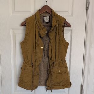 Mustard Utility Vest with Sherpa Lining